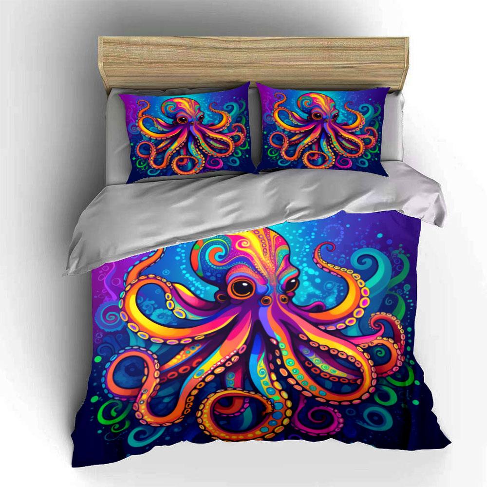 Colorful octopus with swirls. Bedding sets Duvet cover sets Duvet covers Pillowcases(1*Duvet Cover 2*Pillowcases without duvet insert)
