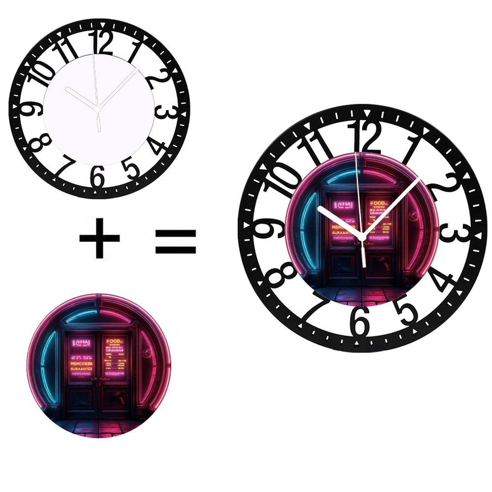 Artistic 25cm Circular Iron Wall Clock with Unique Style (Black,10 inch(25.40cm))