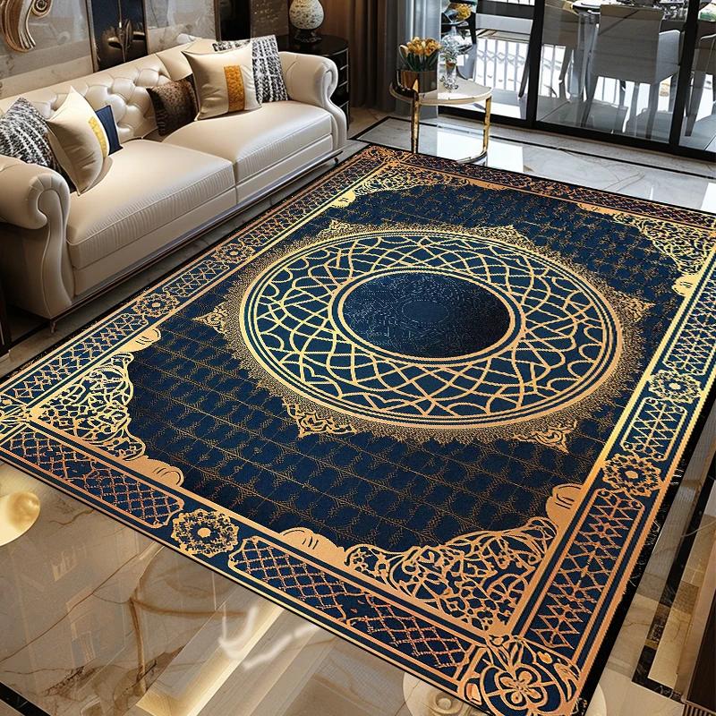Luxury Modern Golden Carpet Abstract Living Room Decor Large Area Rug Coffee Table Side Mat Tapis Salon Home Decoration