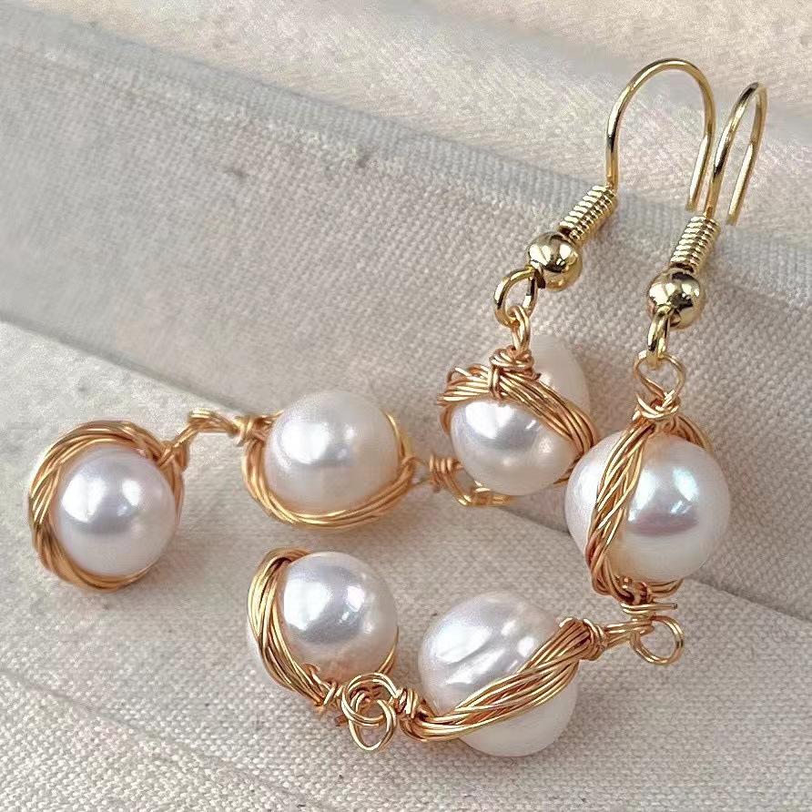 Vintage Natural Freshwater Pearl Fringed Earrings Ear Hook Earrings