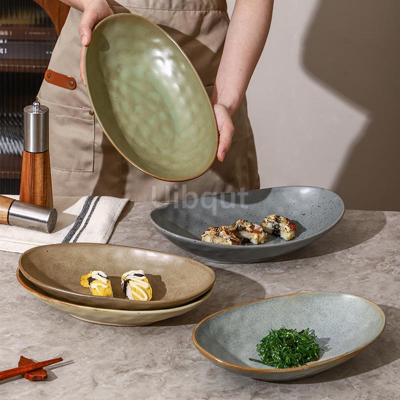Creative Ceramic Boat Shaped Plate Japanese Style Dining Utensils Deep Dish Fish dinner Plate Home Use Food Plate Serving Dish