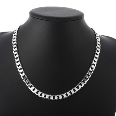 Klassische Herren-Halskette aus 925er Sterlingsilber, hochwertiger Schmuck, Persönlichkeit, 16–24 Zoll, 8 mm, modische Weihnachtsgeschenke