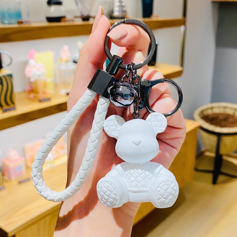 

Клітчастий Різнокольоровий Брелок Ведмедик, що сидить, Смола Аксесуар для ключів Для пар Друзів І StyleA