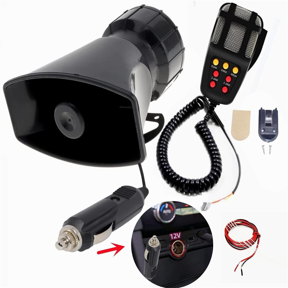7-Sound Loud Car Warning Alarm Truck Alarm Loudspeaker 12V Siren Air Horn Megaphone Police Firemen Car Horn 110DB