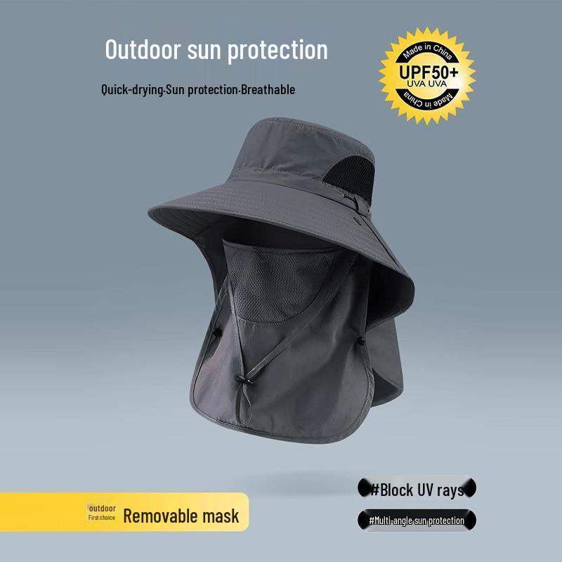 Unisex Summer UV-Protection Outdoor Bucket Hat with Neck Guard for Fishing and Climbing