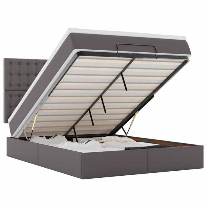 Cadre de lit avec matelas - Maison Exclusive - 140x200 cm - Similicuir - Rangement sous le lit