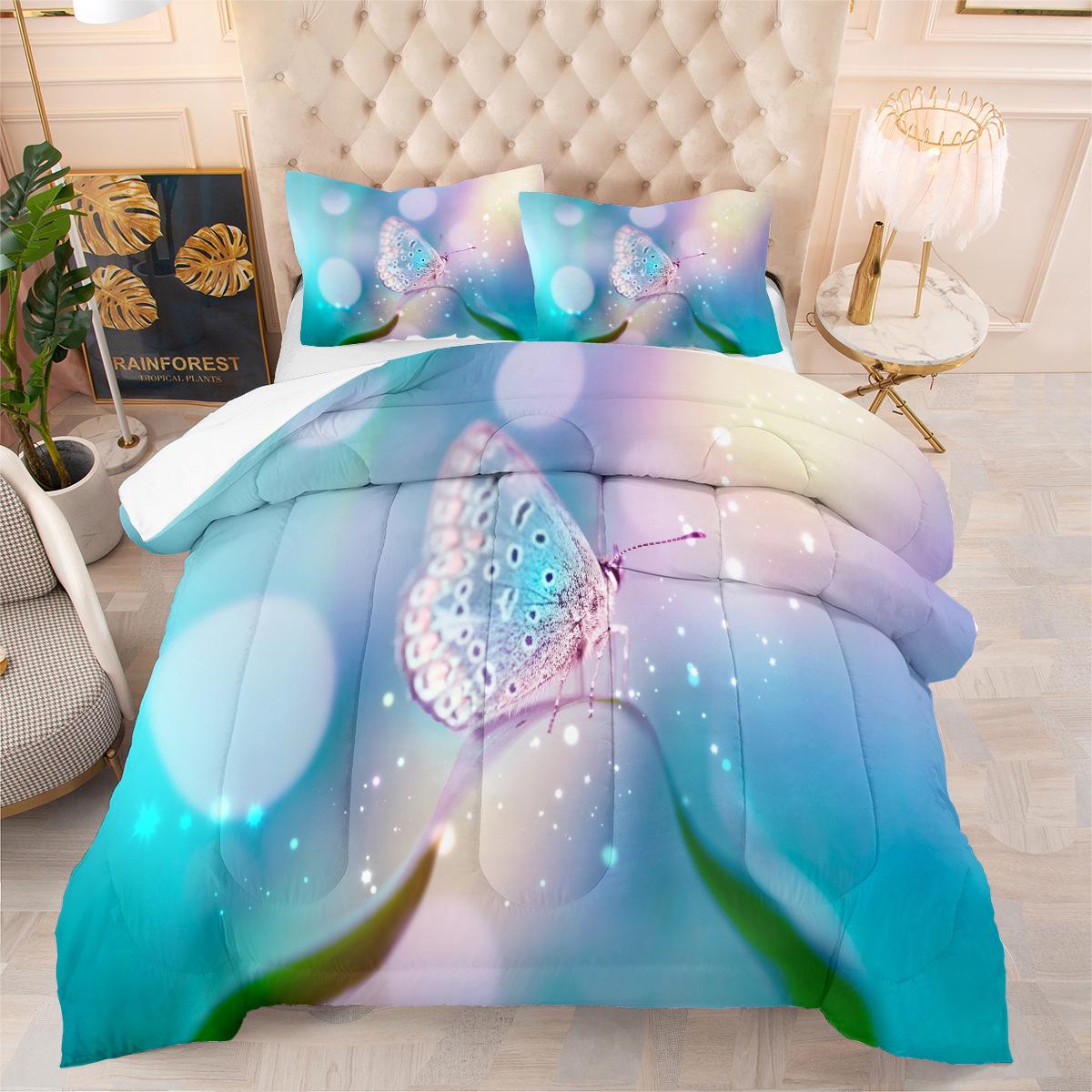 Digital Three-piece Set of Home Textile Products Butterfly Quilt Printing Bedding Quilt Cover Three-piece Set 172*218cm