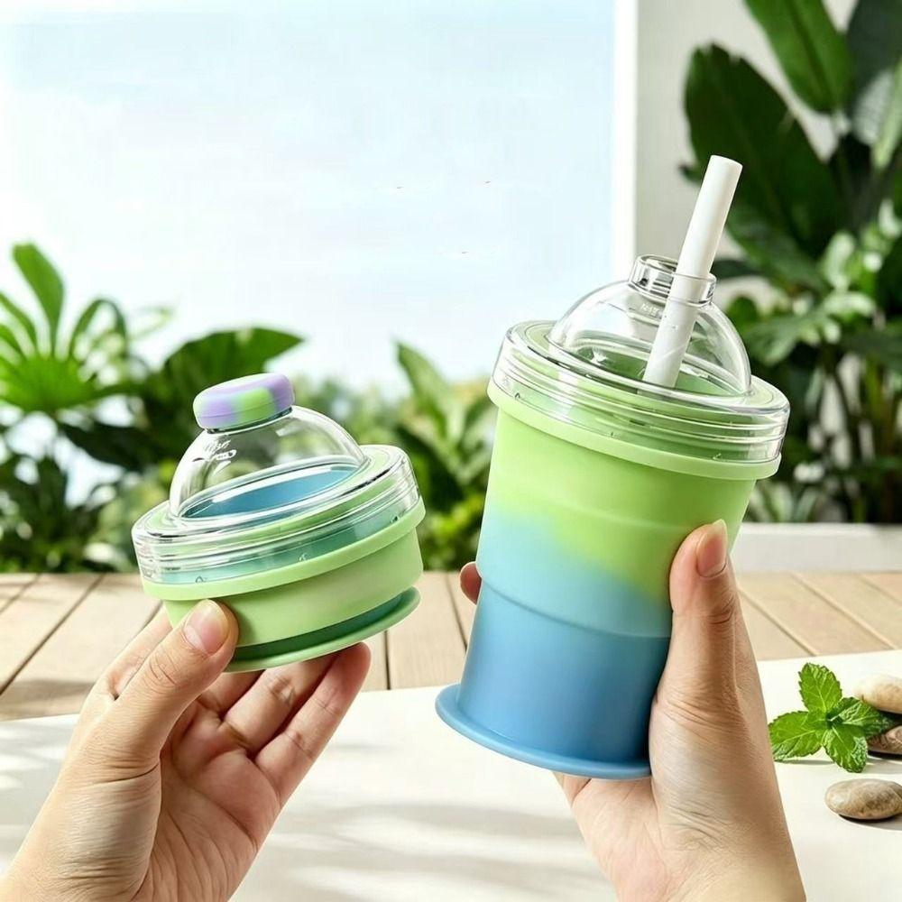 Silicone Foldable Ice Ball Cup Food Grade Collapsible Silicone Cup Portable Travel Tumbler Office
