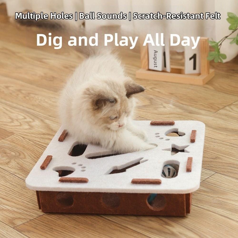 Felt Cat Puzzle Box with Ball Cat Exercise Toy Durable Cat Scratching Posts  Indoor