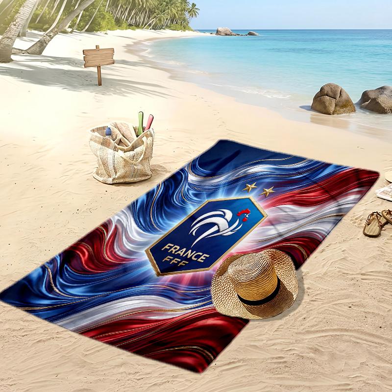 France Football Print Beach Towel Quick Dry Super Absorbent Soft Bath Towel for Swimming Beach Travel Fan Souvenir Gift
