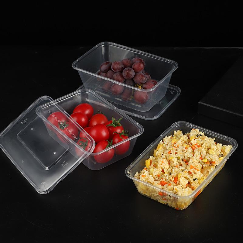 Transparent Rectangular Microwaveable Food Container with Lid