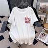 Løstsiddende T-shirt i plus size med mellemlang længde og korte ærmer til kvinder (200/300/350 Jin), Rund Hals, Slankende Design