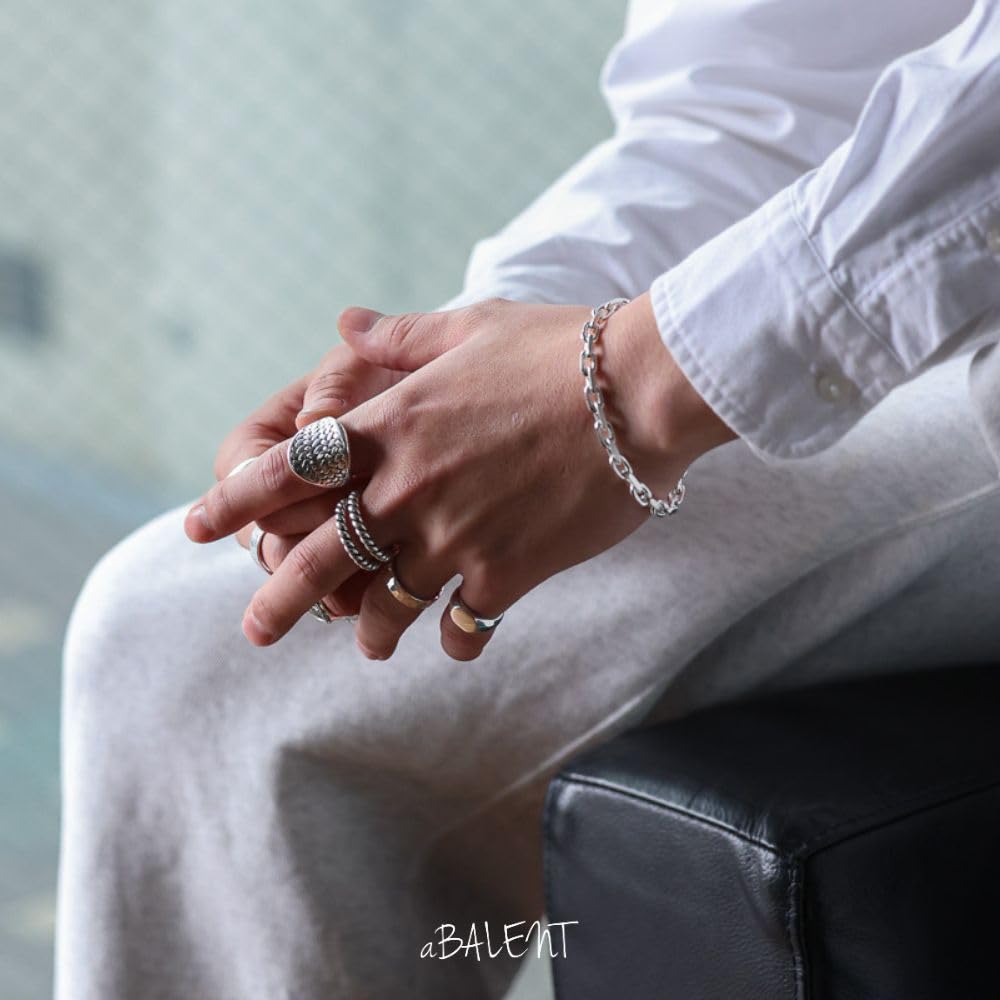 Ring Braided Rope Silver 925 Ring Signet Ring Silver Ring Accessories [aBALENT] Men's Men's (No. 15)