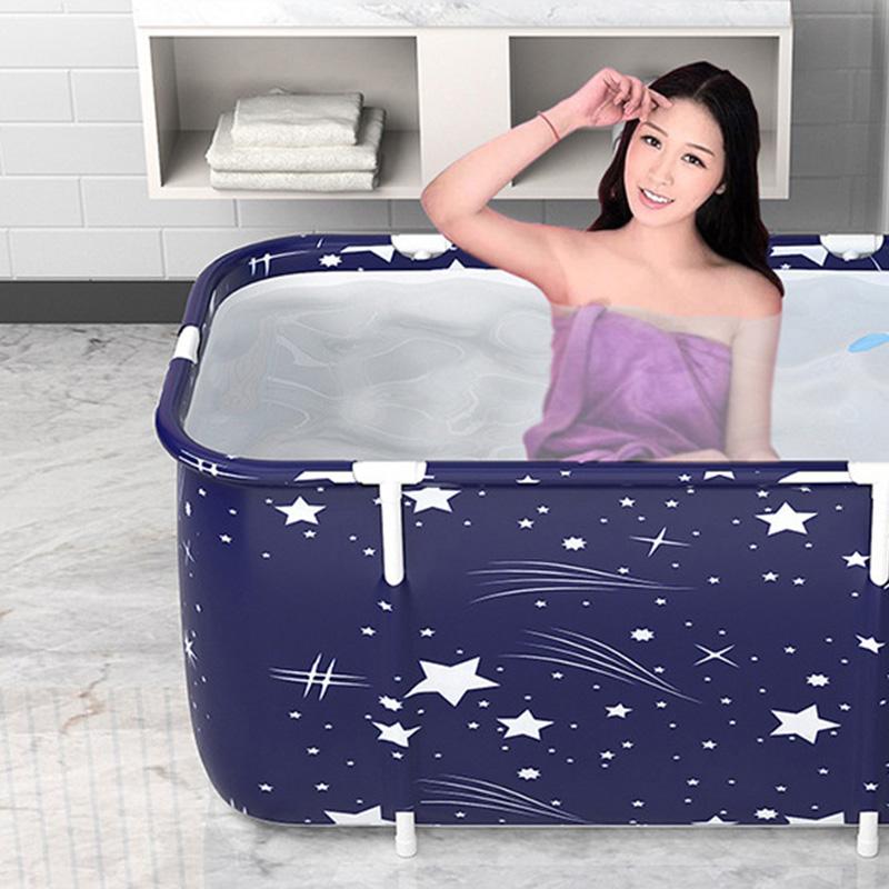 Bathtub Set Portable Folding Multifunctional Thicken Spa Soaking Bath Tub for Home Salon Type 1 Bathtub Backrest Seat Inflator Pump
