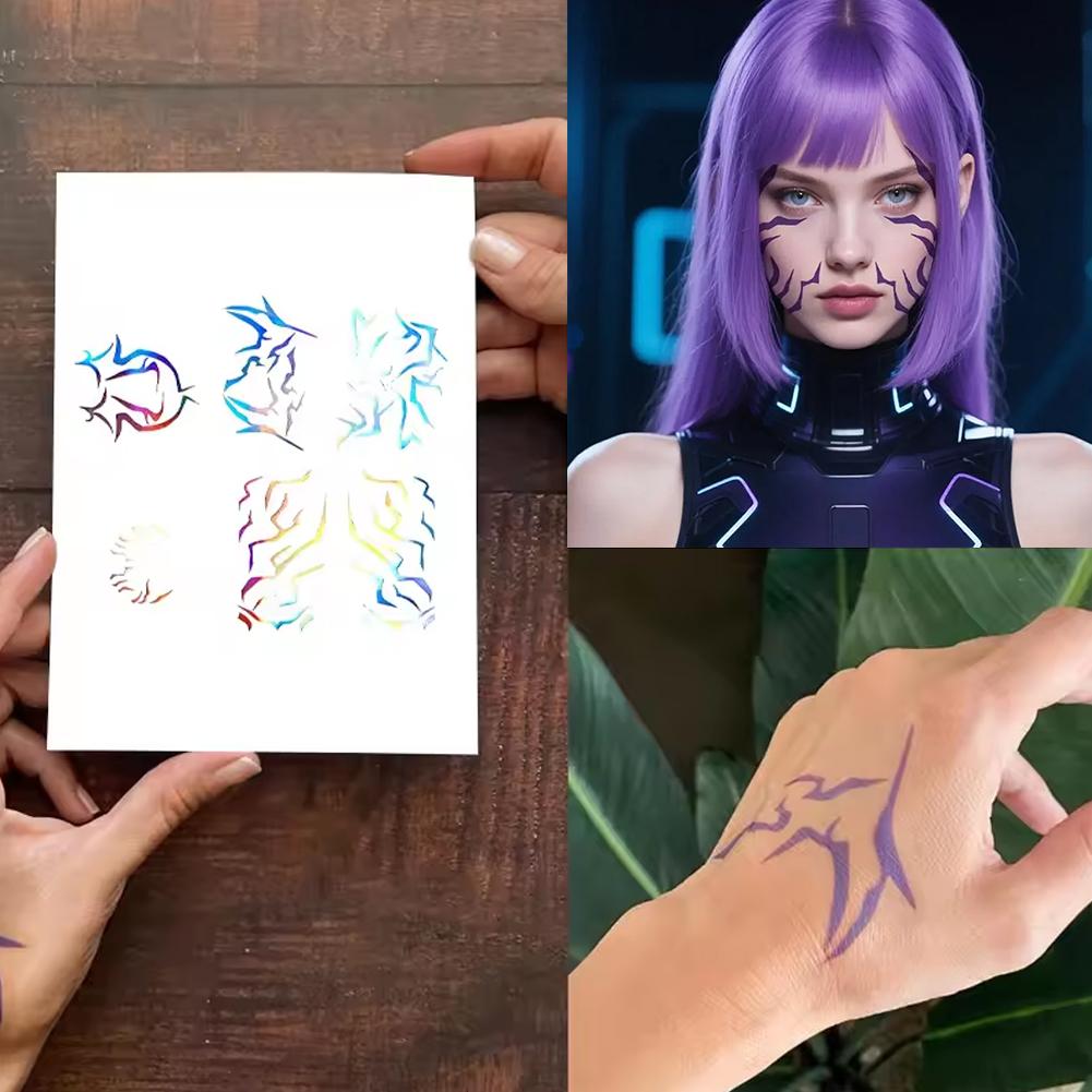 New Laser Kpop Demon Hunters Rumi Kang Temporary Tattoo Sticker Face And Body Tattoo Sticker For Halloween Party Gifts