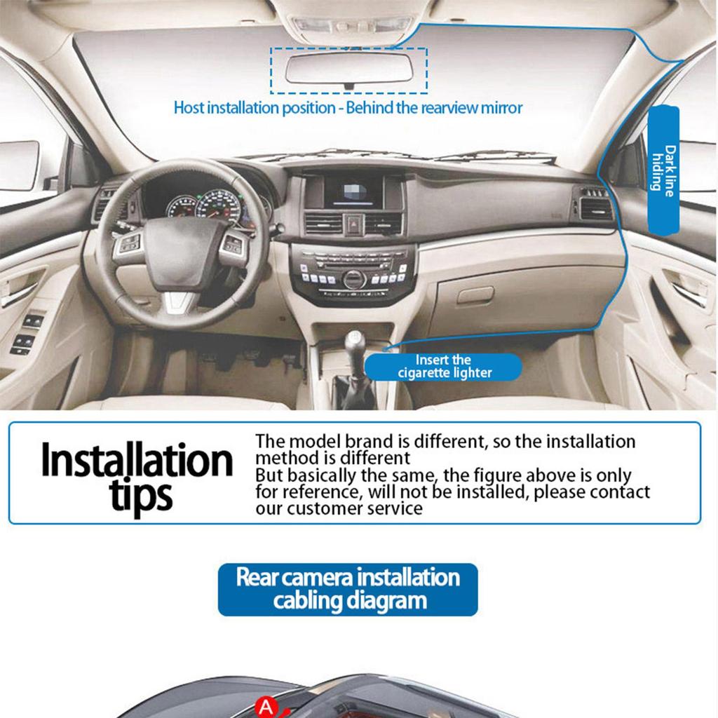 Dash Cam For Car 3 Channel Front And Back Dash Cam 1080P Monitor WIFI Infrared Night Vision Front Rear Reversing Image For Truck