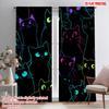 2pcs 2D Flat Printing Window Curtains Cute Black Cats Kawaii Polyester Without Electricity Festive Wall Decor for Po Booths