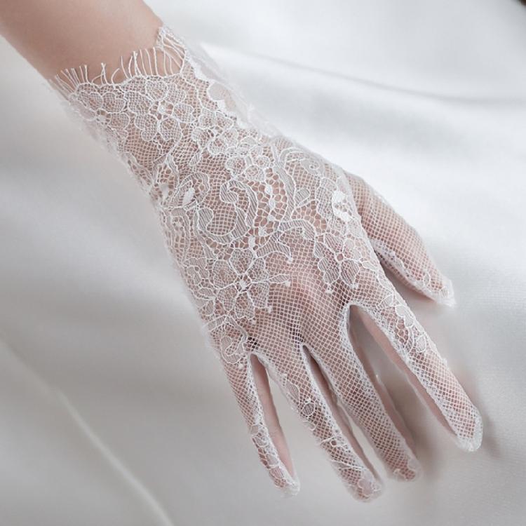Elegant Fingerless Gloves Flower Brimmed Unique Outfits Lace Gloves for Flapper Bride Wedding Dancing Accessories
