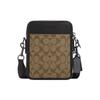 Sullivan 16 Zippered Interior Multi-function Pocket Coated Canvas and Pebbled Leather Shoulder Bag Crossbody Bag Small Men's Khaki and Charcoal