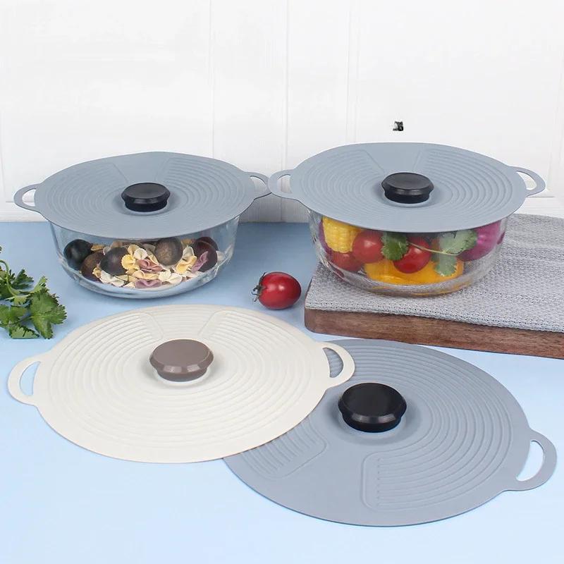 1pcs Silicone Lids Set with Double Handle Pot Lid Heat-Resistant Microwave Splatterproof Cover Reusable for Bowls Plates Pans