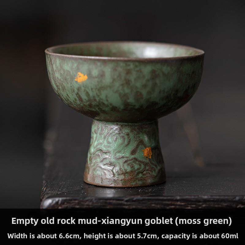 Роскошная керамическая чайная чашка Старая глиняная бронзовая глазурь Серебряное золочение Уникальная китайская чайная чашка Дизайн на высокой ножке Домашний декор Чайный набор 60ml