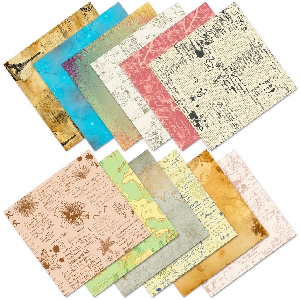 12 Sheets/Pack Retro Style Map Letter Paper Scrapbook Card Diy Making Vegetarian