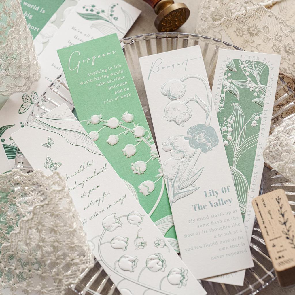 Embossed Lily of the Valley Bookmarks - Artistic Journal Clips