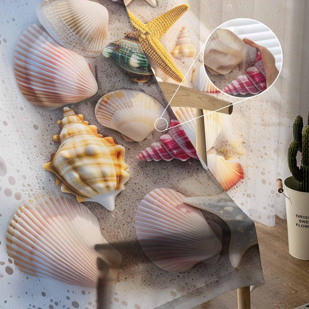 Weihnachten Strand Muscheln Vorhänge Für Wohnzimmer Schlafzimmer Heimdekoration Fenster Voile Tüll Vorhang Drapierungen