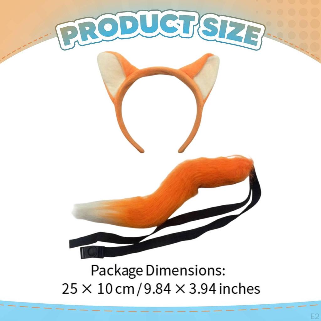 Fox Ears and Tail Set Cute Animal Cosplay Costume for Fancy Dress Stage Orange