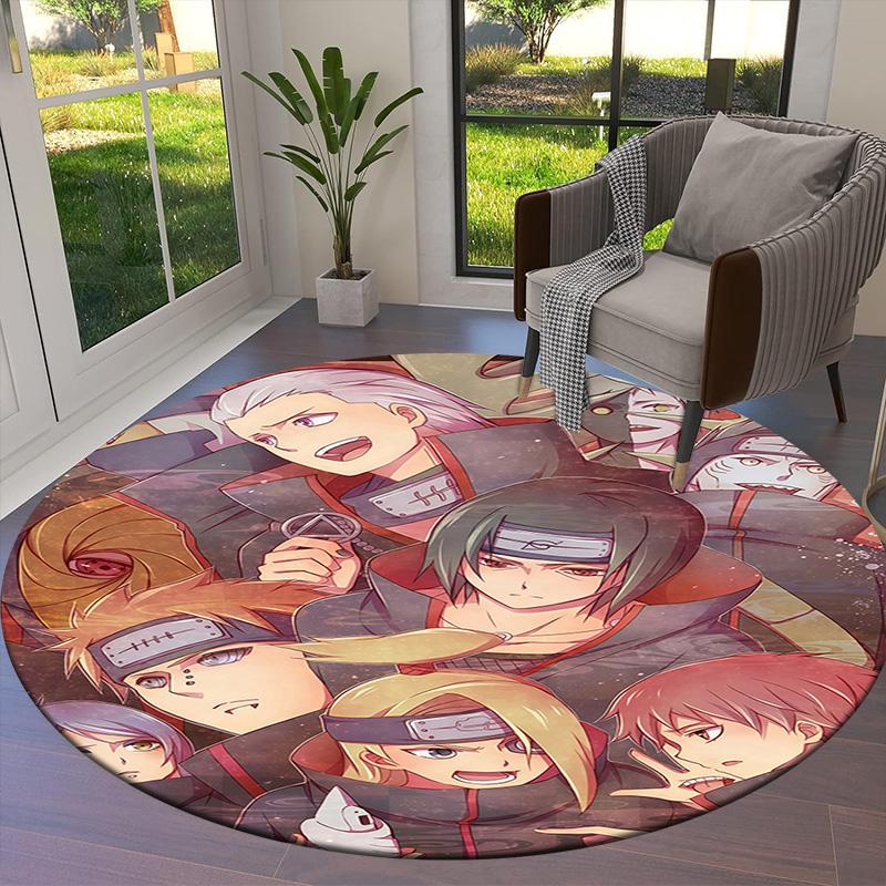 Naruto Characters Round Area Rug Carpet Rug For Living Room Bedroom Sofa Playroom Decor Nonslip Floor Mat