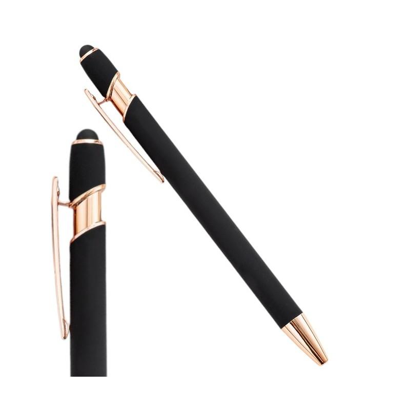 Długopis Metalowy Tusz Czarny Touch Pen Soft Touch Do Ekranów Czarny Modny