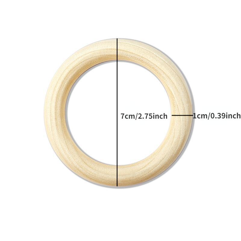 10 Stück Unfertige Massivholzringe 40-100MM Naturholzringe für Makramee DIY Basteln Holzreifen Ornamente Verbinder Schmuck