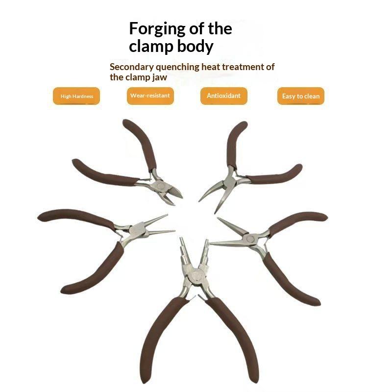Jewelry Making Pliers Rubber Multifunctional Hand Tool Needle Nose Round Wire Cutters For Beading Wire Wrapping Diy Craft Making