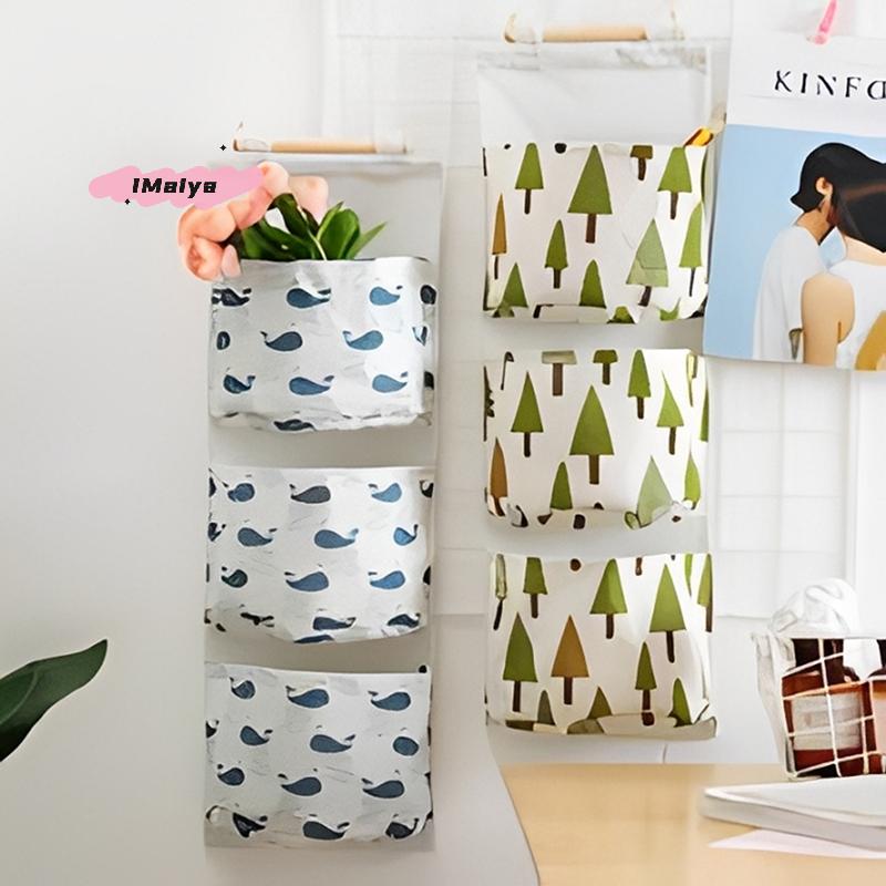 Wall Hanging Three-Pocket Storage Bag for Dormitory Home Organization - Efficient Space Saver for Closets And More