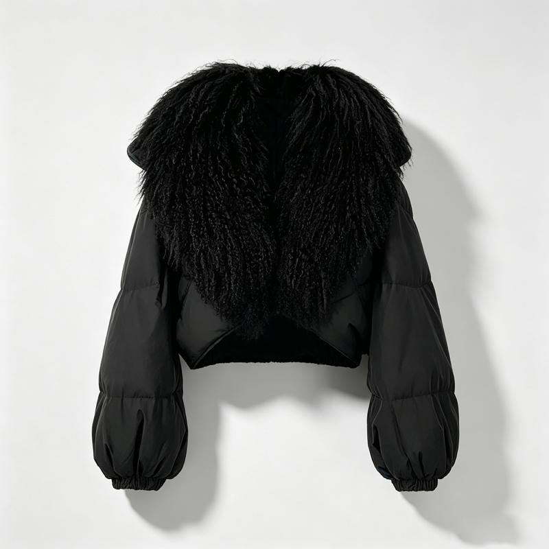 Women Cropped Puffer Jacket Large Fluffy