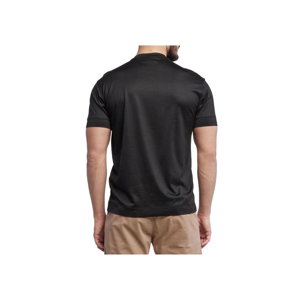 Emporio Armani Letter Logo Lyocell Fiber Round Neck Short Sleeve T-Shirt Men Tops Black 3L1TCE-1JUVZ-0999