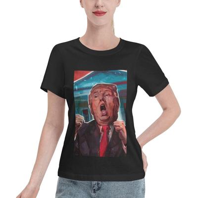 Summer Round Neck 3D US President Print Top Fashionable Casual Short Sleeved Women's T-shirts