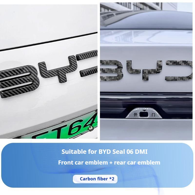 Do BYD Seal 06 DMI Seal 06 EV Modyfikacja Przedniego Godła Samochodu Czarny Wojownik Naklejki na Emblemat Samochodu Stylizacje Logo z Włókna Węglowego