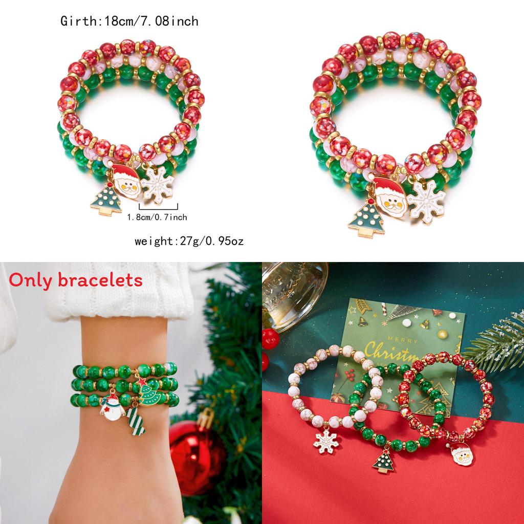 Weihnachts-Charm-Armband-Set mit Schneeflocke, Rentier, Weihnachtsmann zum Verschenken in der Weihnachtszeit