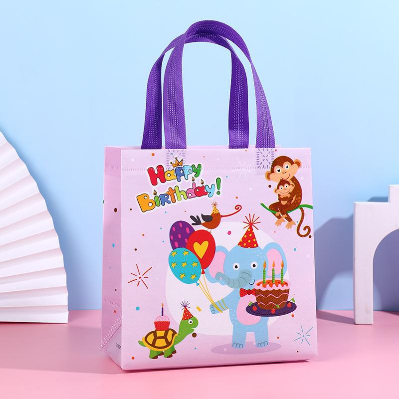 StoBag, Happy Birthday Party Gift Non Woven Bags, For kids Birthday Supplies, Fun, Reusable, Eco-Friendly, Packing Goodies