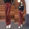 Women's Autumn/Winter 2024 High-Waisted Wide-Leg Sweatpants - Thick, Casual, Slimming Design