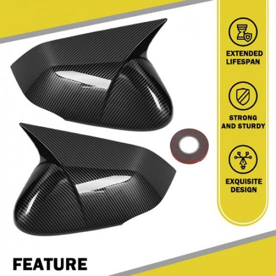 For 2024 2025 26 Kia K4 Carbon Fiber Black Side Rearview Mirror Cover Trim Caps