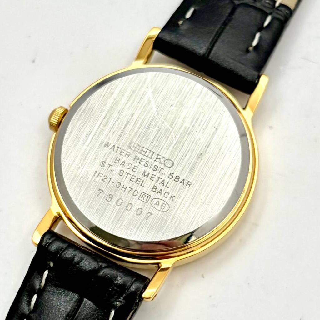 SEIKO Spirit Ladies Watch Gold 730007 New Strap [Excellent Condition/ New Battery] 1F21-0H70