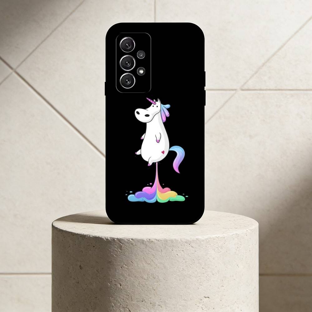 Q V-version Unicorn Phone Case For Samsung S25,24,21,22,23,30,Ultra,20,Plus,Fe,Lite,Note Soft Black Cover