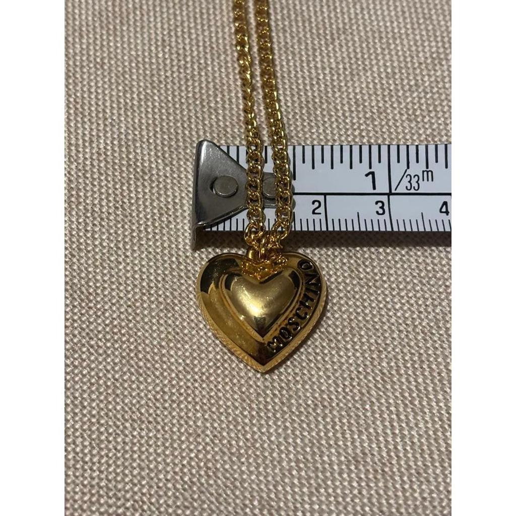 Used Moschino Vintage Necklace Heart-shaped Logo Gold Color Golden