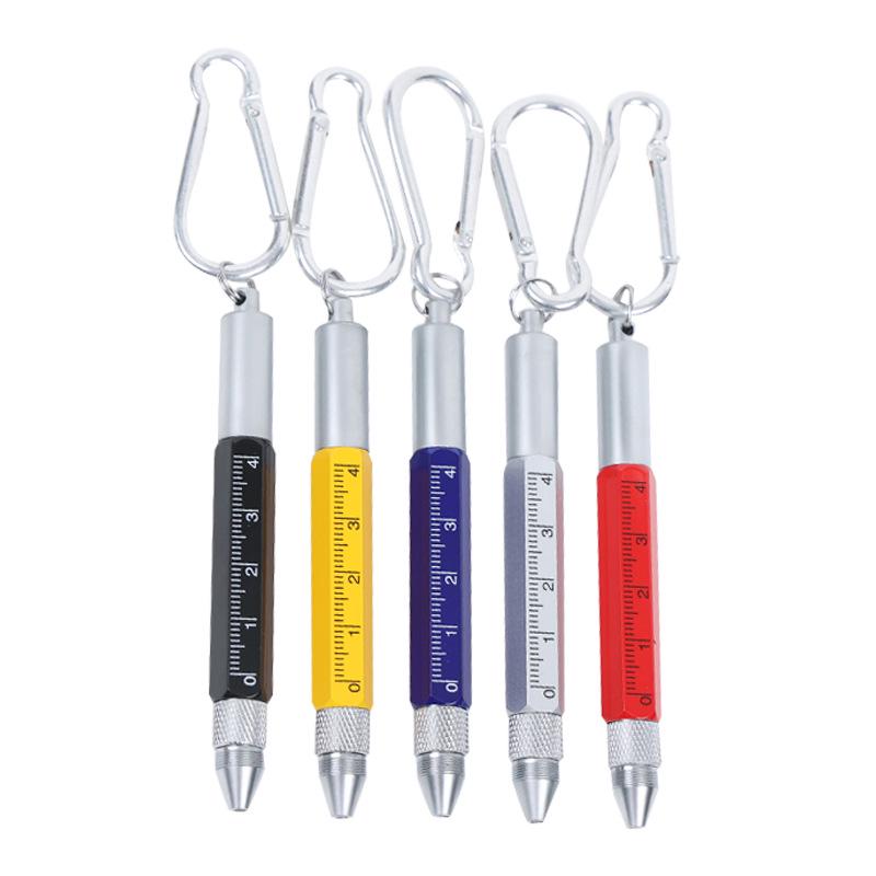 6-in-1 Multifunctional Tool Pen - Metal Ballpoint, Phillips Screwdriver, Ruler, Keychain, Customizable