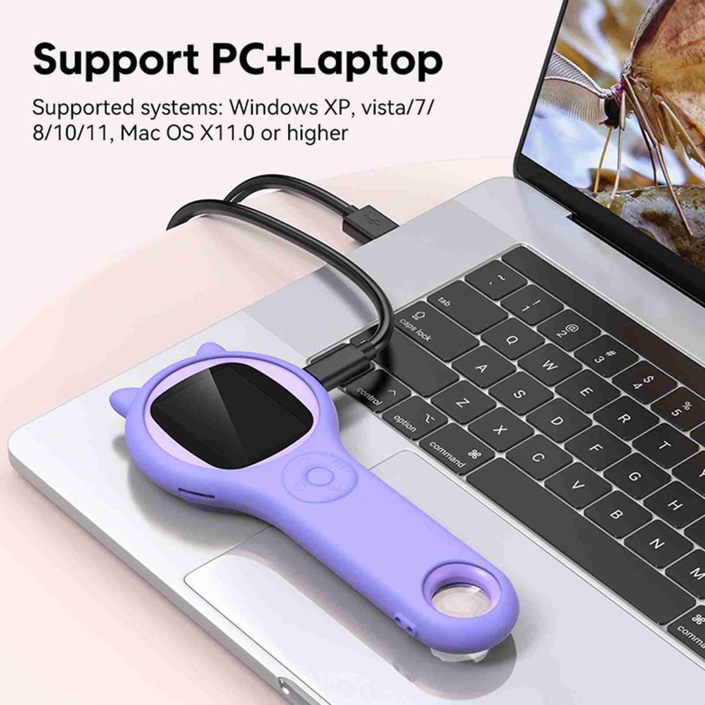 1080P Mini Microscope for Kids 500X Magnification Portable Handheld Magnifying Glass Rechargeable LE