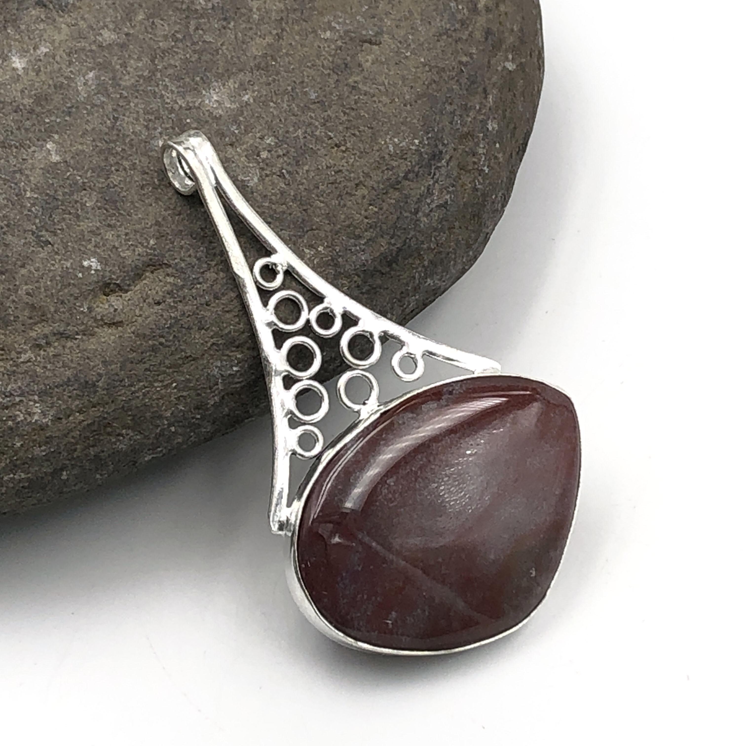 

Natural Seam Agate Gemstone 925 Sterling Silver Jewelry Designer Pendant 2.48 AJP-421