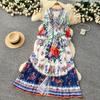 Palace Floral Maxi Dress Women Summer Holiday Chiffon Long Dresses Shirt 2026 Spring Long Sleeve Single Breasted Party Dress