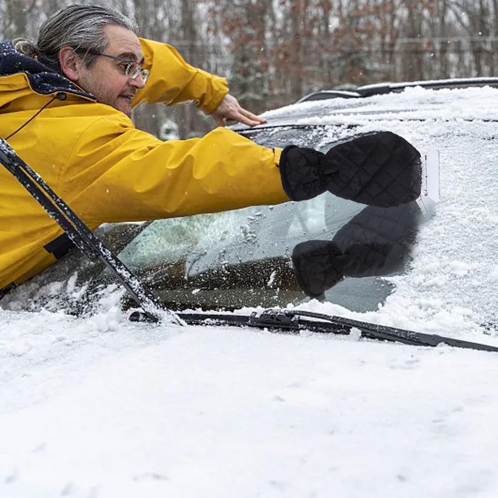 Ice Scraper with Glove, No Scratch Ice Scrapers for Car Windshield, Windproof Warm Snow Scraper for Quick Snow and Ice Removal on SUV Truck Vehicle